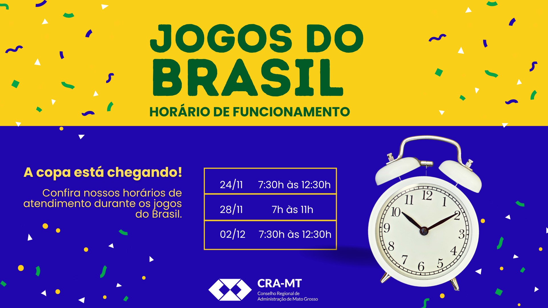 Read more about the article Horários de Atendimento durante os Jogos do Brasil